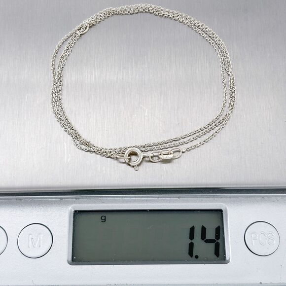 Double Link Chain | Estate Sterling Silver 925 | 16.5-18.5" - Picture 2 of 3